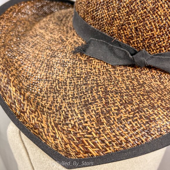 Vintage Custom-Made Artisan Magar Hatworks Millinery 17" Wide Brim Straw Sun Hat - Picture 8 of 16